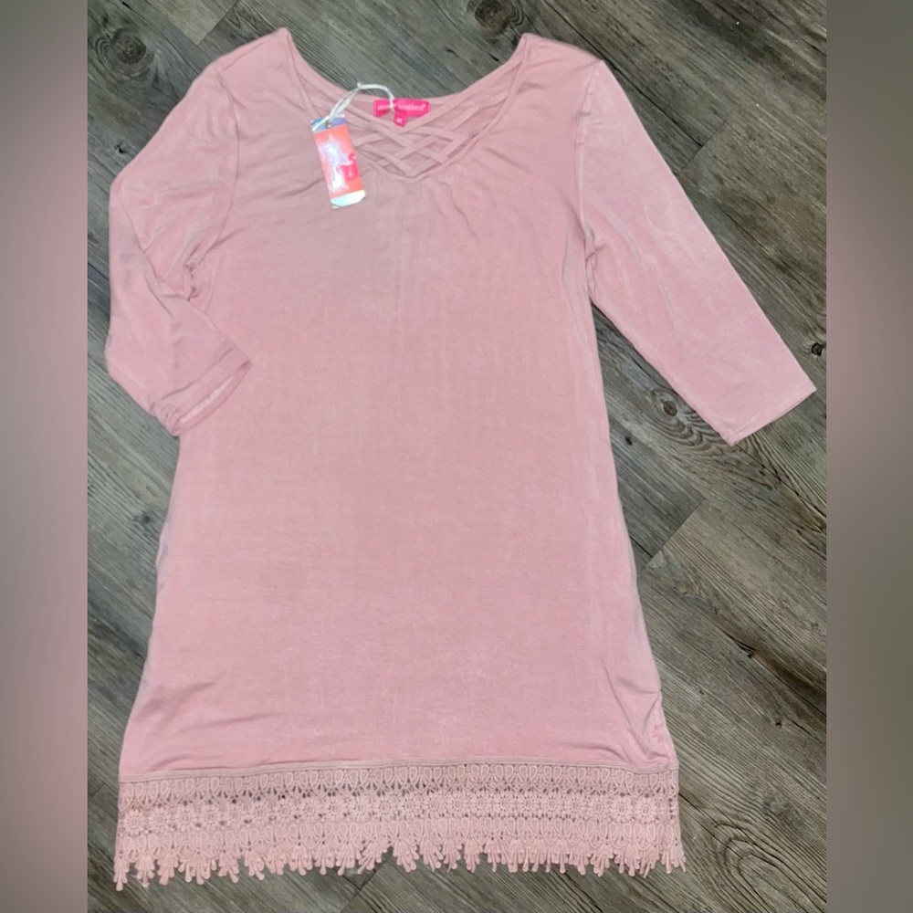 NWT Simply Southern Women’s Size Medium Blush Criss Cross Lace Dress